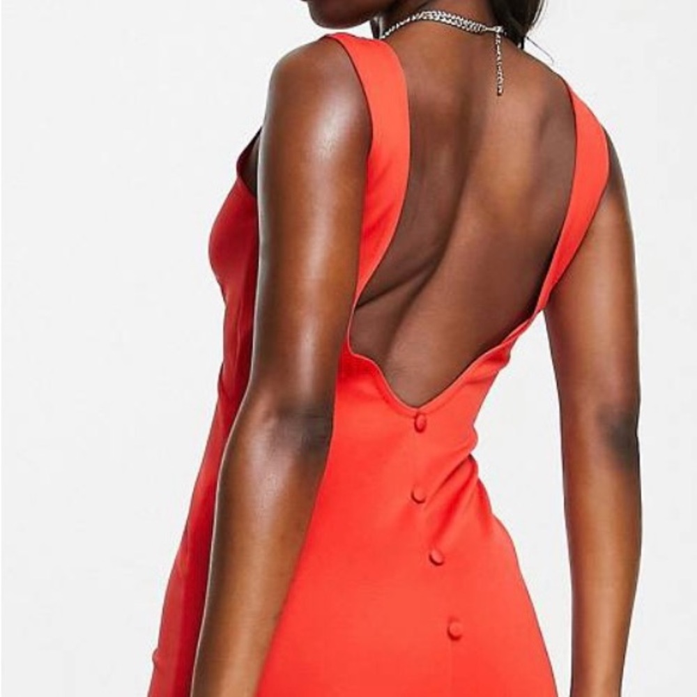 ASOS design red button back midi dress